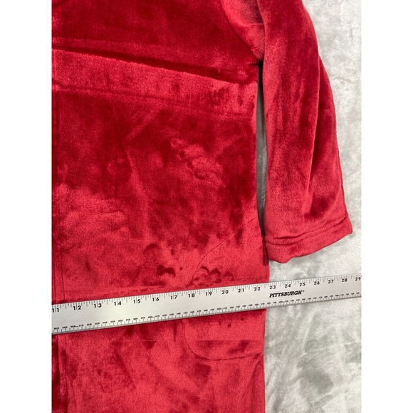Natori Luxurious‎ Plush SMALL House Dress Caftan Red Soft Cozy Zip Up Lounge 51" - Picture 6 of 7